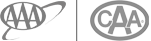 This image shows two logos, one with "AAA" and the other with "CAA," both within oval frames.