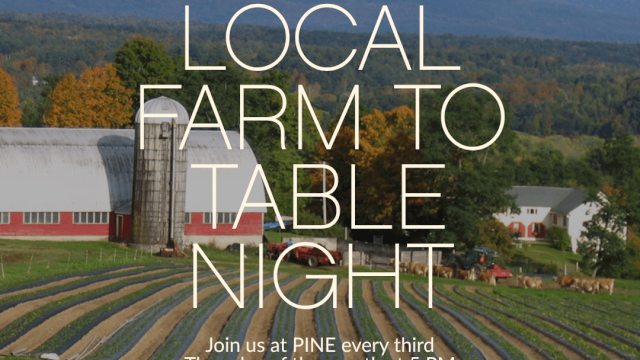 Local Farm to Table Night at Pine: join us every third Thursday at 5 PM for fresh bites, farm tours, and sunset views.